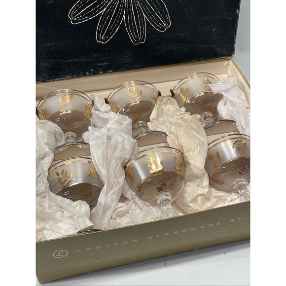 Vintage Libbey Gold Leaf Cocktail Glasses NIB Set of 6 - Picture 3 of 9